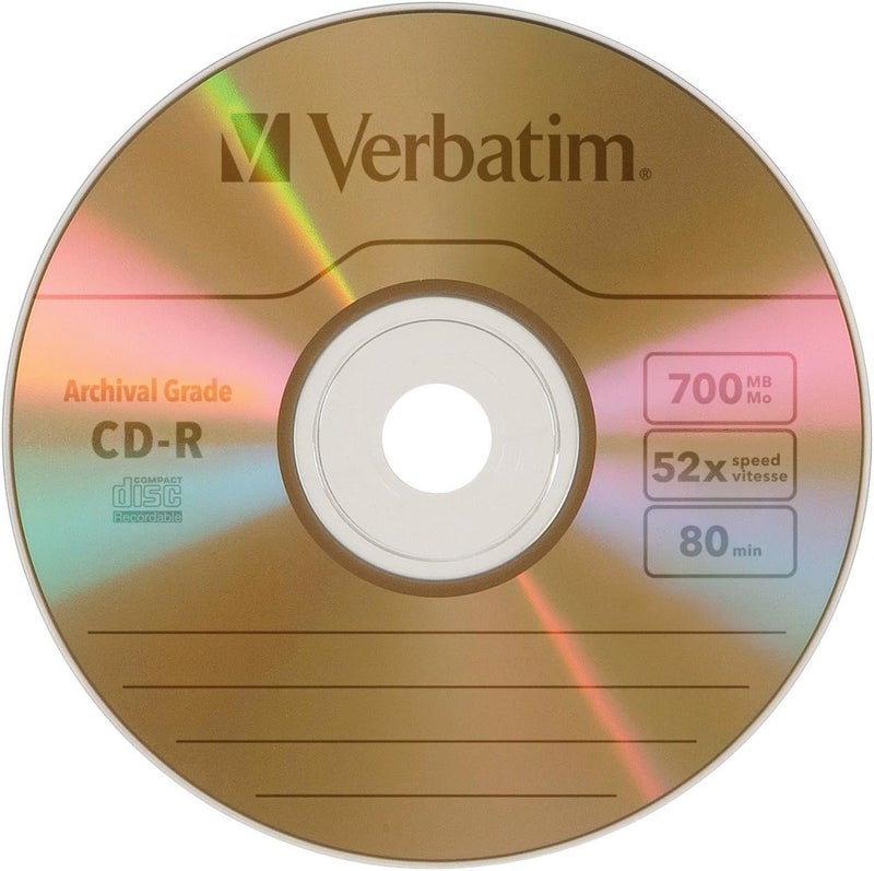 VERBATIM قرص CD-R 700MB 52X UltraLife Gold من الدرجة الأرشيفية - سطح مميز وطلاء صلب - 5 حزمة علبة جوهرة - 96319 - Image 2