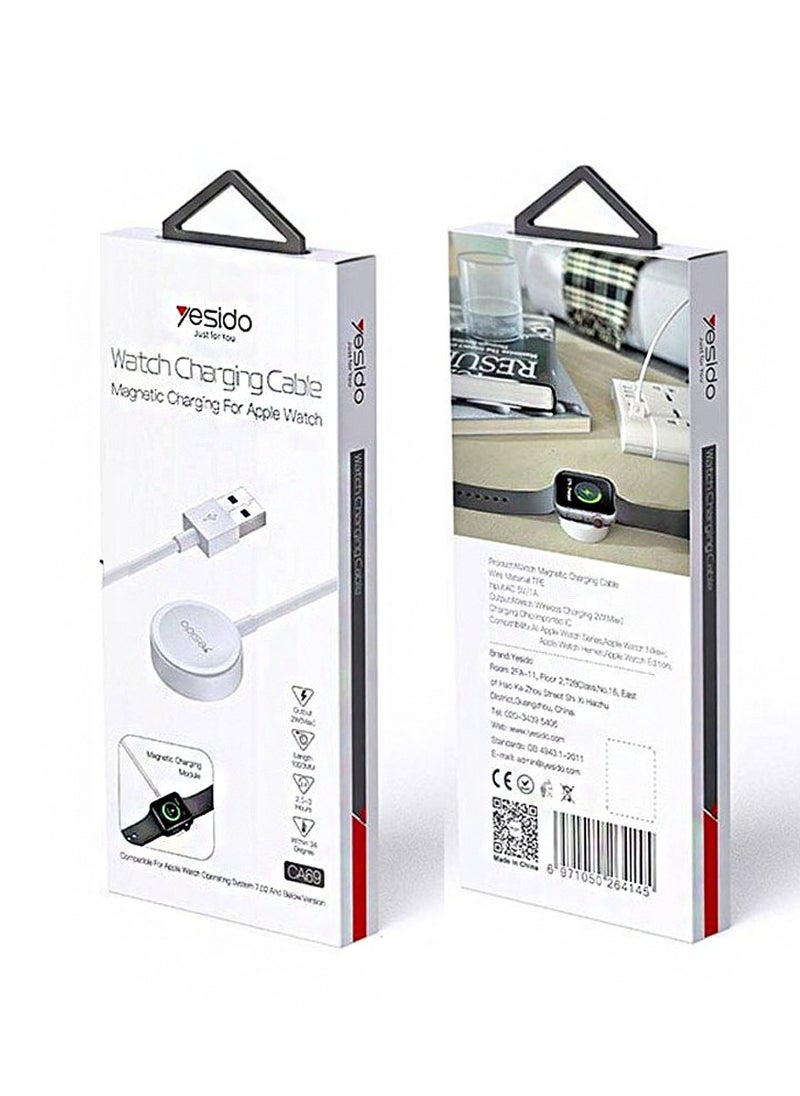Yesido - Yesido CA69 Watch Cable for iWatch Original 1 Meter PVC 2W Wireless Charging Dock Charger Line - White - Image 1