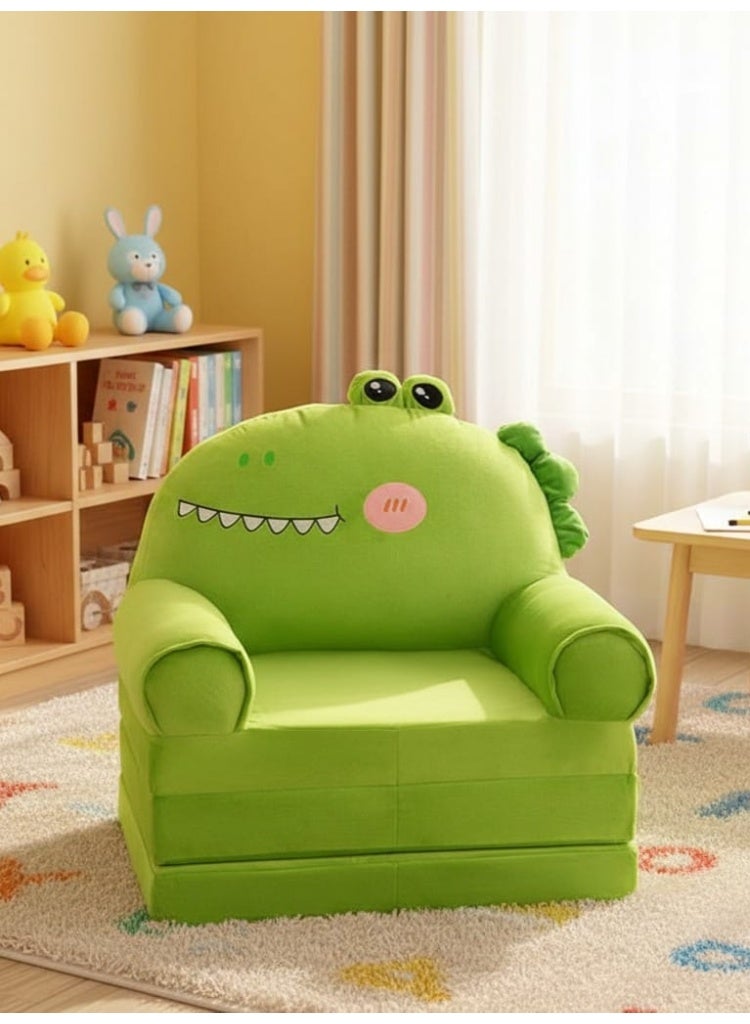 Aideli Foldable Plush Kids Sofa Chair for Ages 1-3, 2-in-1 Toddler Couch and Lounger with Backrest, Soft Washable Cover for Bedroom or Playroom - Image 1