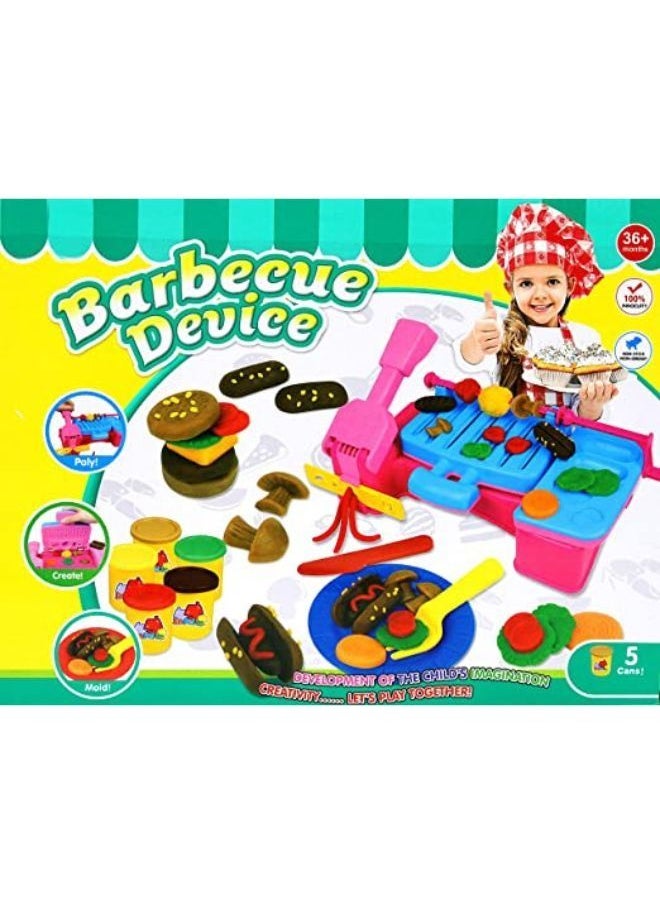 EASY FUTURE Color Plasticine Mud with Model Tool Kit Color Ultra-light Clay DIY Educational Toys Barbecue Theme Playset Toys  - Image 1