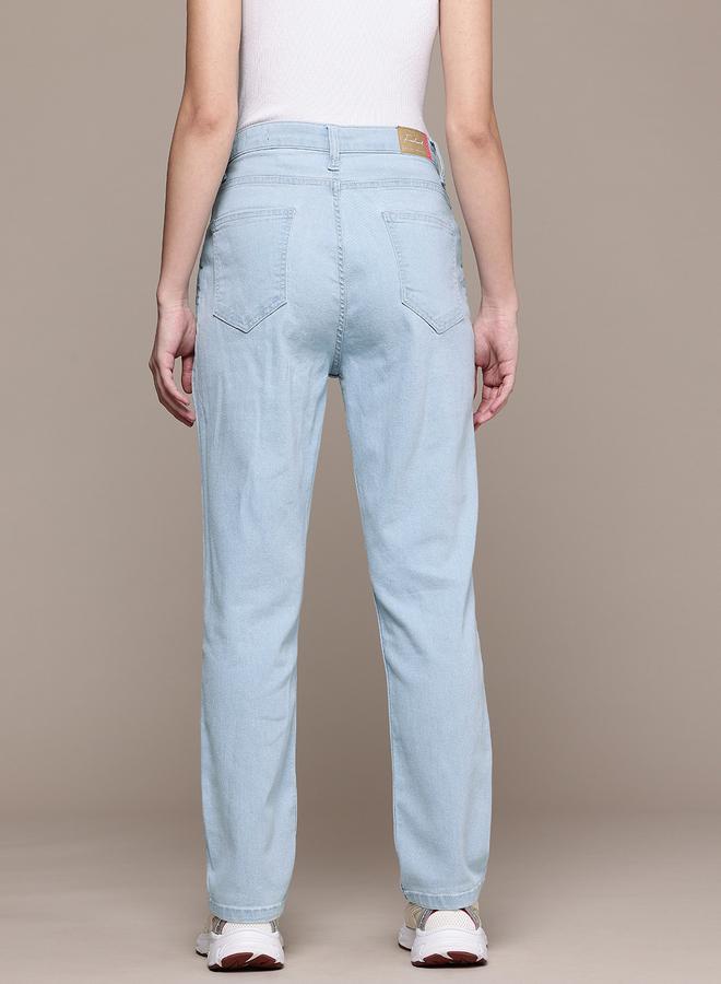 مرفوعة جينز سادة بقصة ضيقة وخصر متوسط - Image 3