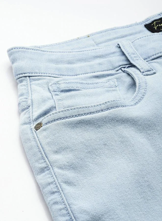 Freehand Blue Freehand Women Mid Rise Slim Fit Solid Jeans for Women | Best Price UAE