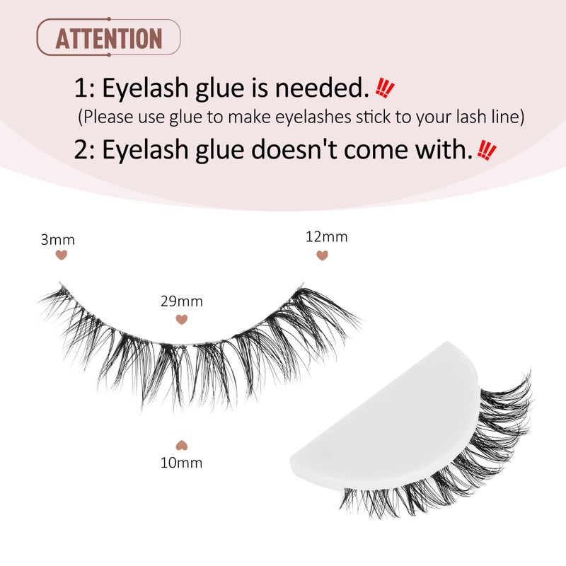 Onlyall Natural Lashes 3/4 Lashes Short Lashes Wispy Lashes Natural False Eyelashes Natural Look Short Eyelashes 12mm Lashes H20 - Image 3
