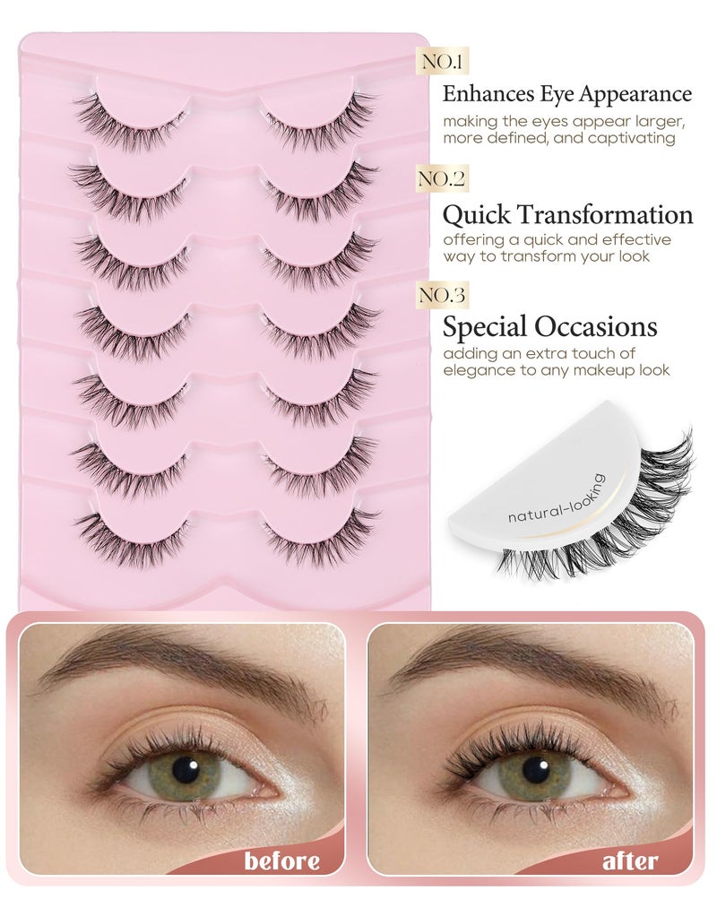 Onlyall Natural Lashes 3/4 Lashes Short Lashes Wispy Lashes Natural False Eyelashes Natural Look Short Eyelashes 12mm Lashes H20 - Image 2