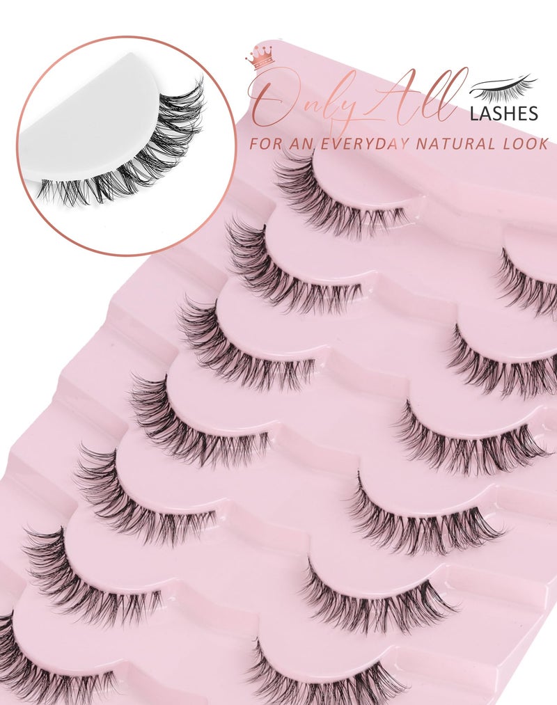 Onlyall Natural Lashes 3/4 Lashes Short Lashes Wispy Lashes Natural False Eyelashes Natural Look Short Eyelashes 12mm Lashes H20 - Image 5