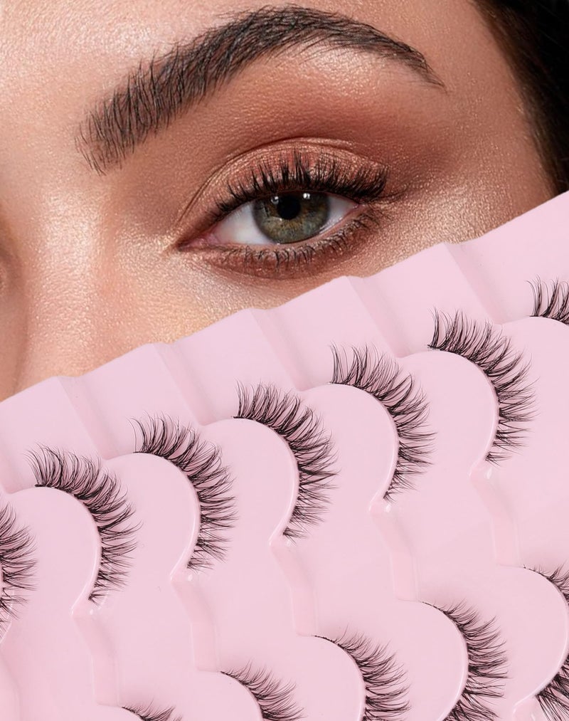 Onlyall Natural Lashes 3/4 Lashes Short Lashes Wispy Lashes Natural False Eyelashes Natural Look Short Eyelashes 12mm Lashes H20 - Image 1