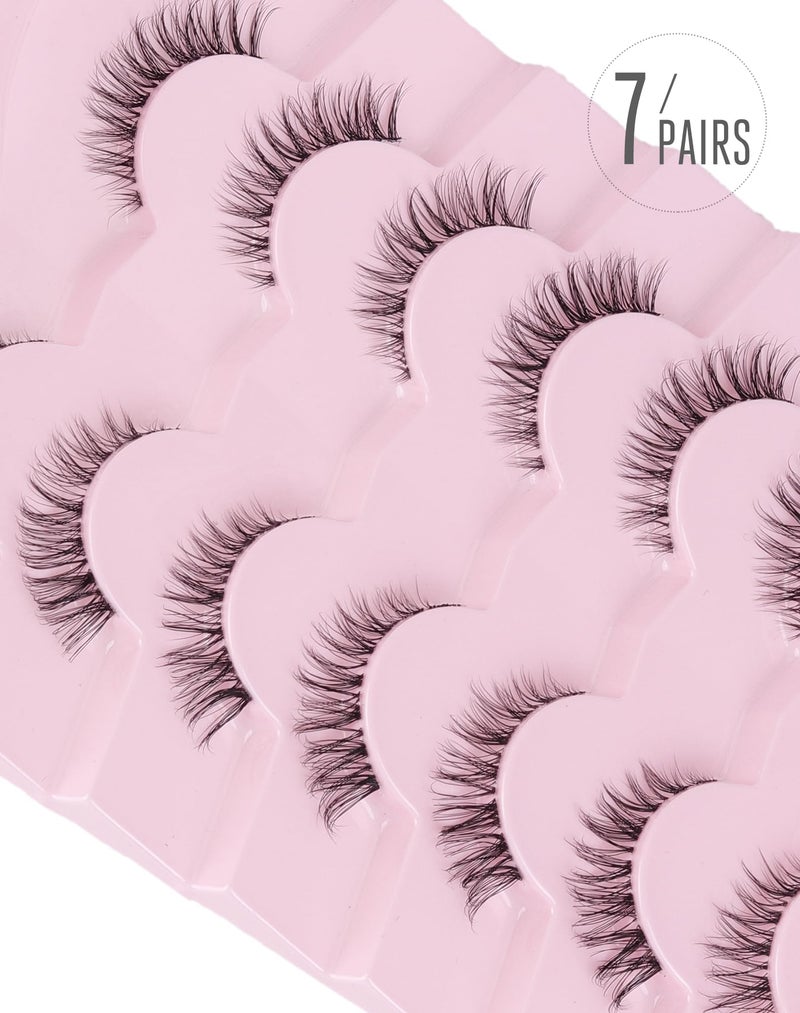 Onlyall Natural Lashes 3/4 Lashes Short Lashes Wispy Lashes Natural False Eyelashes Natural Look Short Eyelashes 12mm Lashes H20 - Image 4