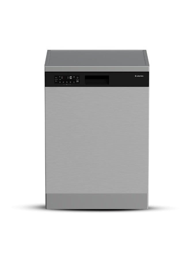 Ariston Freestanding Dishwasher 15 Place Settings Full Size, 8 Wash Programs, AquaIntense PowerWash, 43 dBA Quiet Operation, Active Ventilation Drying, Stainless Steel Inox - ARDF658DDI3XME ARDF658DDI3XME Inox - Fingerprint Proof - Image 1