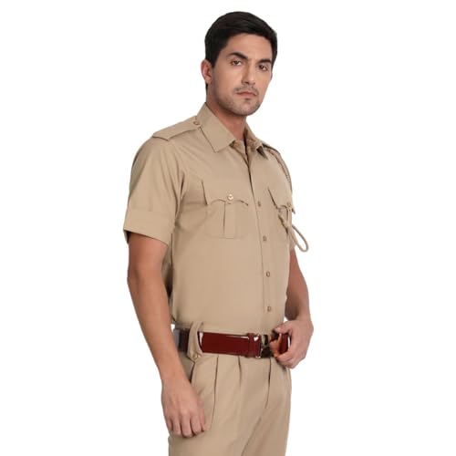 uniformer Khaki Police Half Sleeves Shirt for Men | Men's Durable & Comfortable Uniform | Breathable & Lightweight | Ideal for Police | Easy to Maintain (Khaki_42) - Image 2
