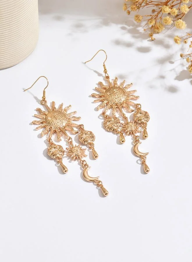 تايك تو أقراط معدنية متدلية على شكل شمس