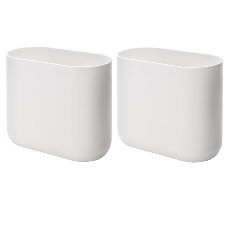 iDesign Small Slim Plastic Bathroom Trash Can, Garbage Can for Bedroom, Office, Desk, Dorm, 2-Pack, White - Image 1