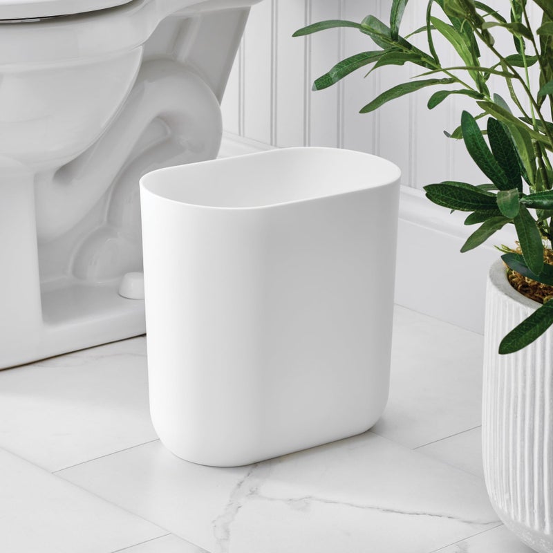 iDesign Small Slim Plastic Bathroom Trash Can, Garbage Can for Bedroom, Office, Desk, Dorm, 2-Pack, White - Image 3