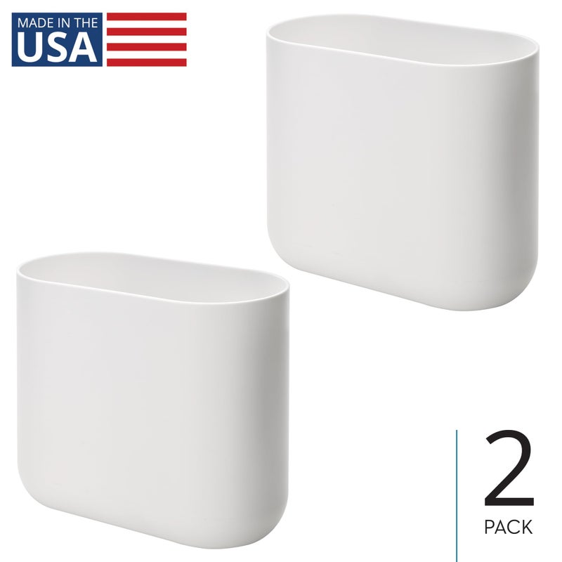 iDesign Small Slim Plastic Bathroom Trash Can, Garbage Can for Bedroom, Office, Desk, Dorm, 2-Pack, White - Image 2