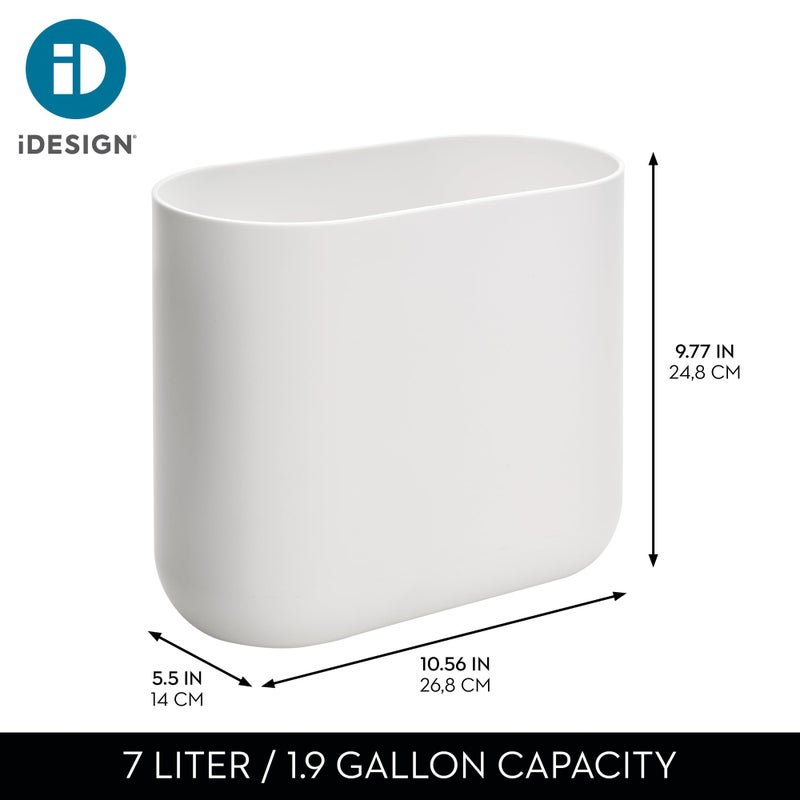 iDesign Small Slim Plastic Bathroom Trash Can, Garbage Can for Bedroom, Office, Desk, Dorm, 2-Pack, White - Image 4