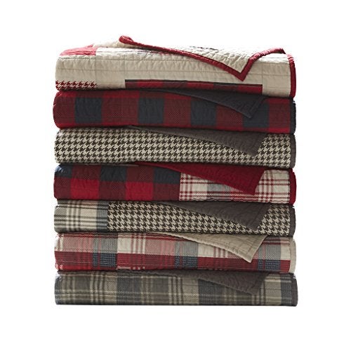 Woolrich John Rich & Bros. Woolrich Luxury Quilted Throw - Cabin Lifestyle, Patchwork with Moose Design All Season, Lightweight and Breathable Cozy Bedding Layer Throws for Couch Sofa, 50" W x 70" L, Winter Hills Taupe - Image 3