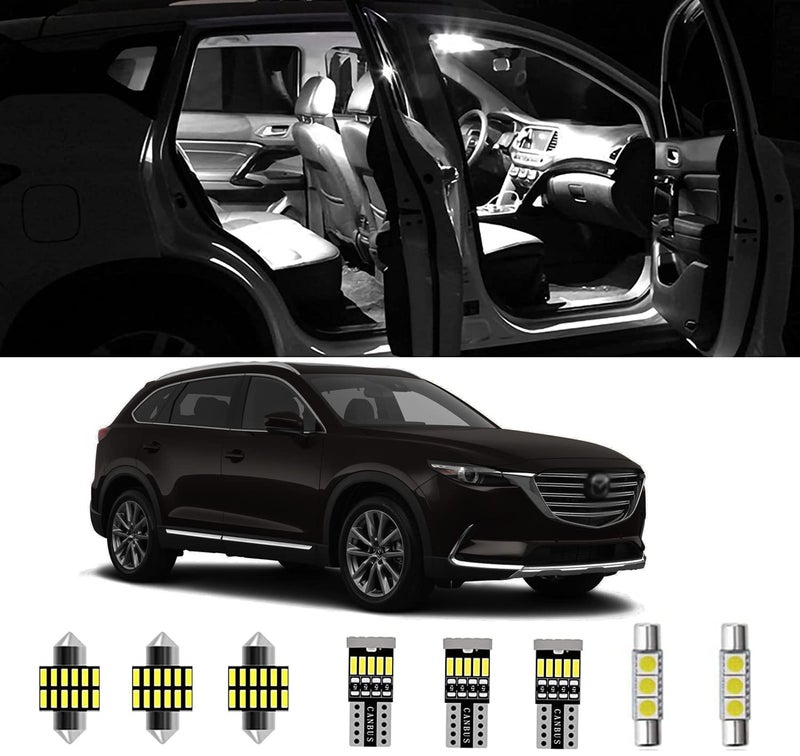 AWALITED 13pcs CX-9 Interior LED Lights Kit Ultra Bright Map Dome LED Replacement Bulbs for 2014 2015 2016 2017 2018 Mazda CX9 all Cab Sizes - Image 1
