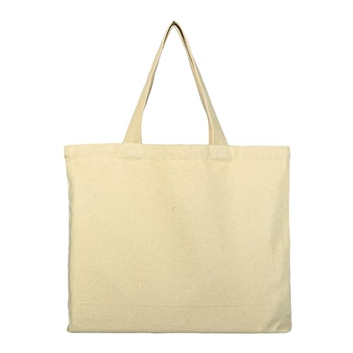 Rigs-bana Large Designer Emb Tote Hand bag 14 oz Canvas, 19 x 14 x 2 Inches Wide Gusset, Solid Color, Reusable Carry Bag for Travel, Shopping, Work, or Storage (Minimal, Beige - LG) - Image 4