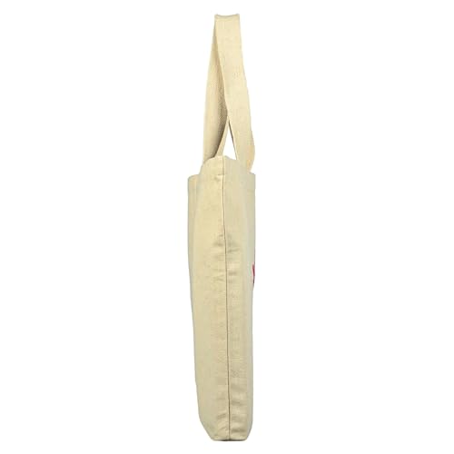Rigs-bana Large Designer Emb Tote Hand bag 14 oz Canvas, 19 x 14 x 2 Inches Wide Gusset, Solid Color, Reusable Carry Bag for Travel, Shopping, Work, or Storage (Minimal, Beige - LG) - Image 3
