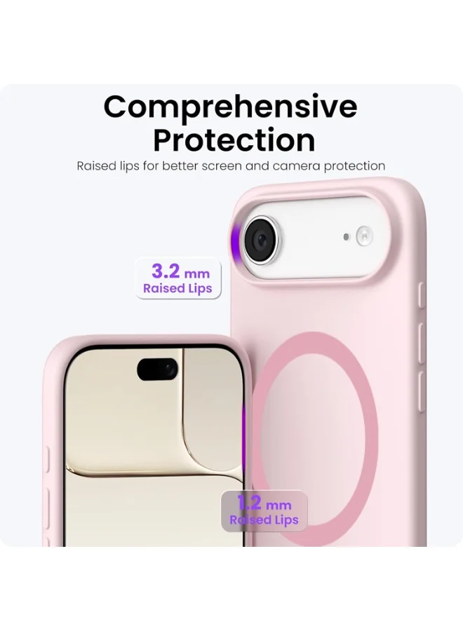 Mobcos Mobcos iPhone 17 Air Pink Elite Ring Mobcos iPhone 17 Air Pink Elite Ring Premium Silicone Magnetic Wireless Charging Case for iPhone | Silky Soft Touch | Military-Grade Shockproof Protection | Strong Magnetic Compatibility | Luxury Slim Cover  | Best Price UAE