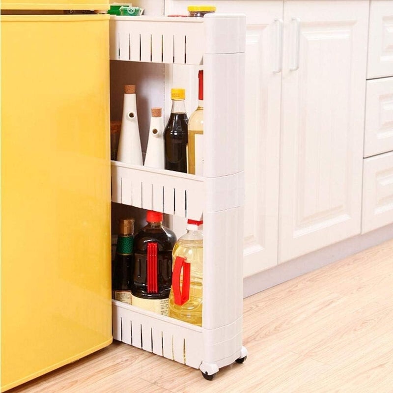 Generic White Plastic Tower Holder Kitchen Trolley Bathroom Roll Storage Racks - Image 1