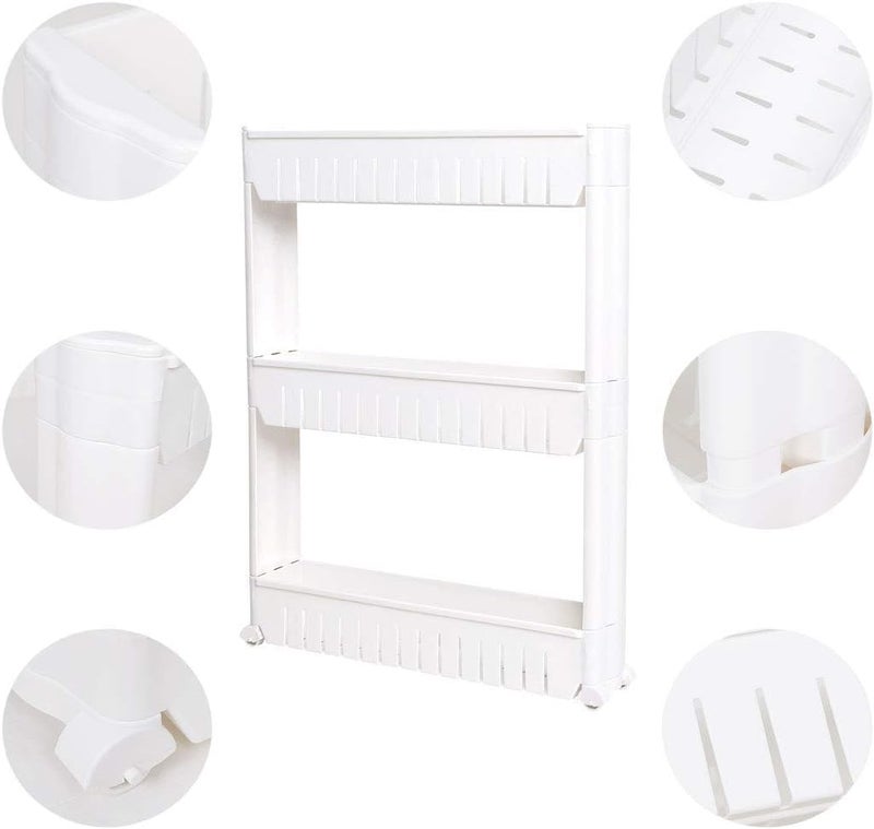 Generic White Plastic Tower Holder Kitchen Trolley Bathroom Roll Storage Racks - Image 2
