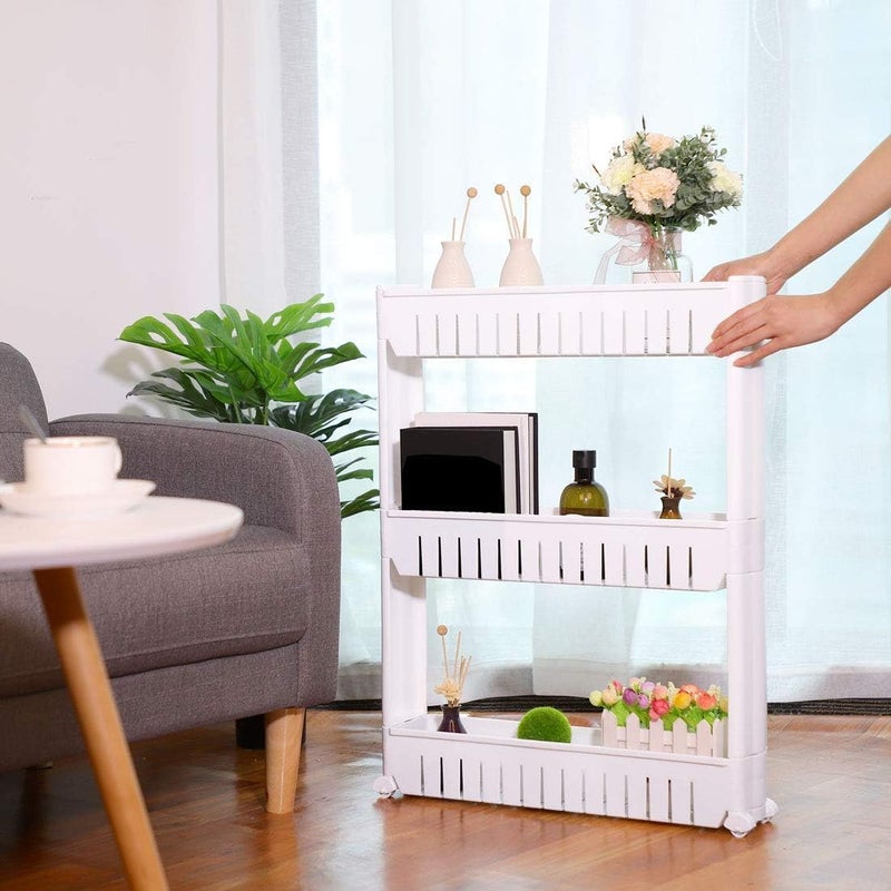 Generic White Plastic Tower Holder Kitchen Trolley Bathroom Roll Storage Racks - Image 4