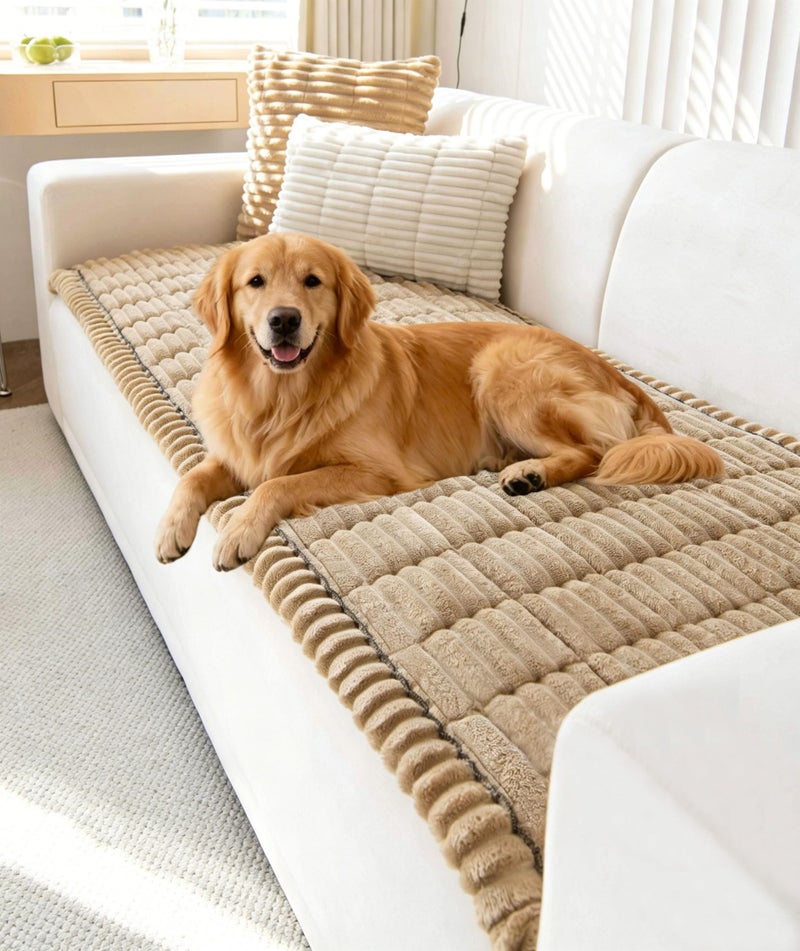 OTOB Couch Cover for Dogs Washable Non Slip Funny Pet Couch Covers Sofa Slipcovers Cushion Mat Plush Soft Cozy Pet Friendly Furniture Protector All Seasons Coffee 236 x 472 - Image 2
