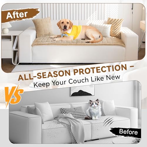 OTOB Couch Cover for Dogs Washable Non Slip Funny Pet Couch Covers Sofa Slipcovers Cushion Mat Plush Soft Cozy Pet Friendly Furniture Protector All Seasons Coffee 236 x 472 - Image 3