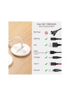 PROMASS promass Desk Hole Cover for Cable, 20 Pcs 1 Inch Wire Hole Cover Flexible Wire Rubber Grommets, White Cable Hole Cover for Desk Furnitures, Round Wall Grommets Cover for Office Home Computer Desk  - Image 4