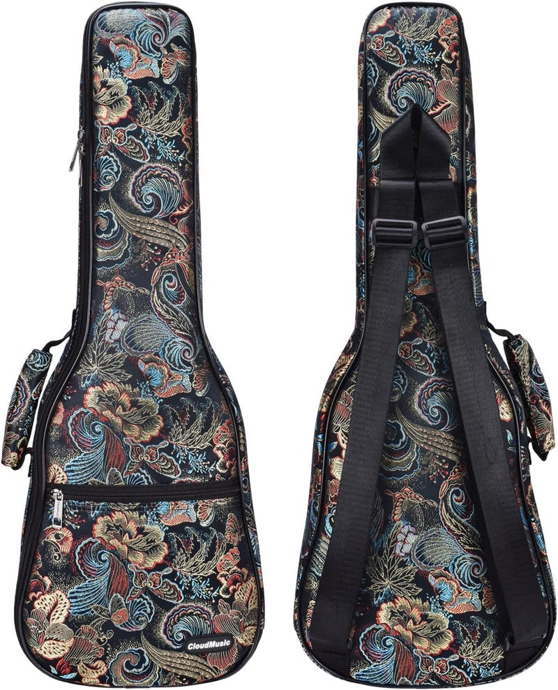 CLOUDMUSIC Ukulele Case Gig Bag Padded Backpack For Soprano 21" Inch(Soprano,Embroider Peacock Flowers) - Image 2