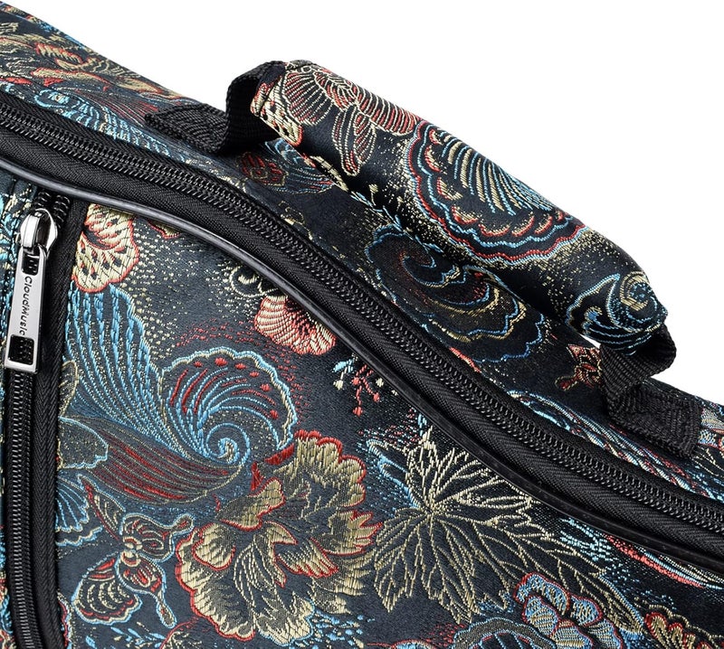 CLOUDMUSIC Ukulele Case Gig Bag Padded Backpack For Soprano 21" Inch(Soprano,Embroider Peacock Flowers) - Image 5