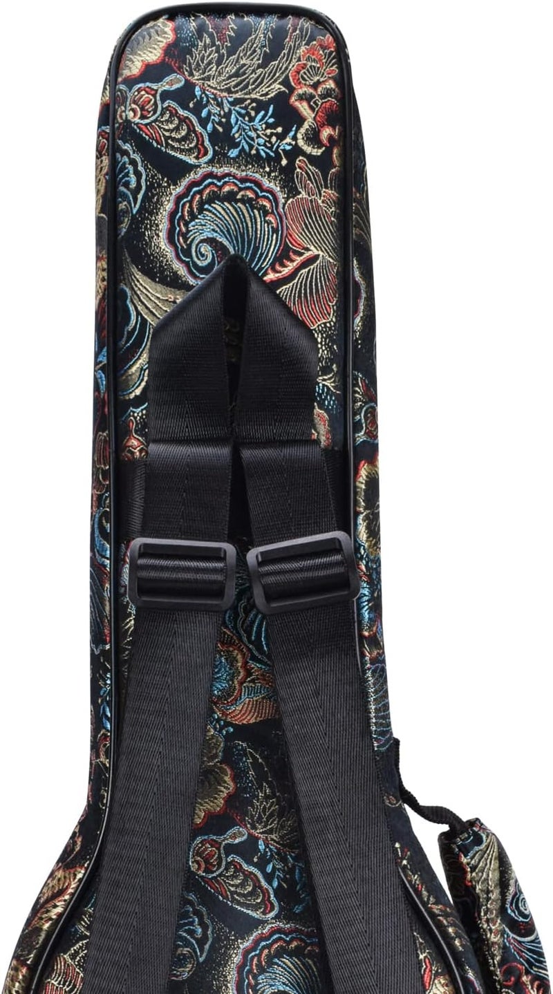 CLOUDMUSIC Ukulele Case Gig Bag Padded Backpack For Soprano 21" Inch(Soprano,Embroider Peacock Flowers) - Image 3