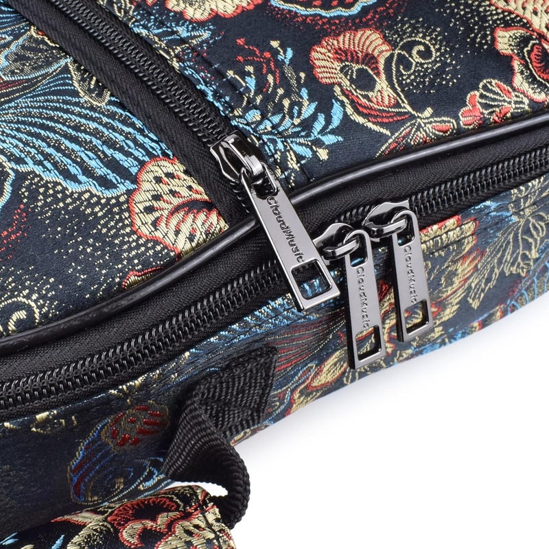 CLOUDMUSIC Ukulele Case Gig Bag Padded Backpack For Soprano 21" Inch(Soprano,Embroider Peacock Flowers) - Image 4