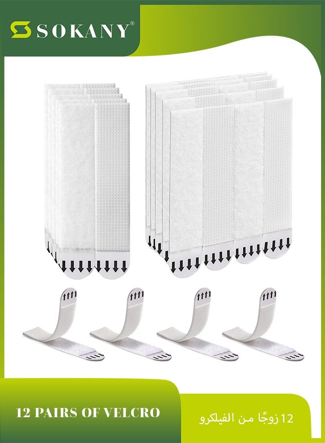 sokany 24 Pairs (48 Strips) Picture Hanging Strips, Heavy Duty Sticky Picture Hangers for Walls, Hanging Pictures Without Nail, Damage Free Refill Adhesive Poster Strips, Frame Mounting Strips (White)  - Image 1