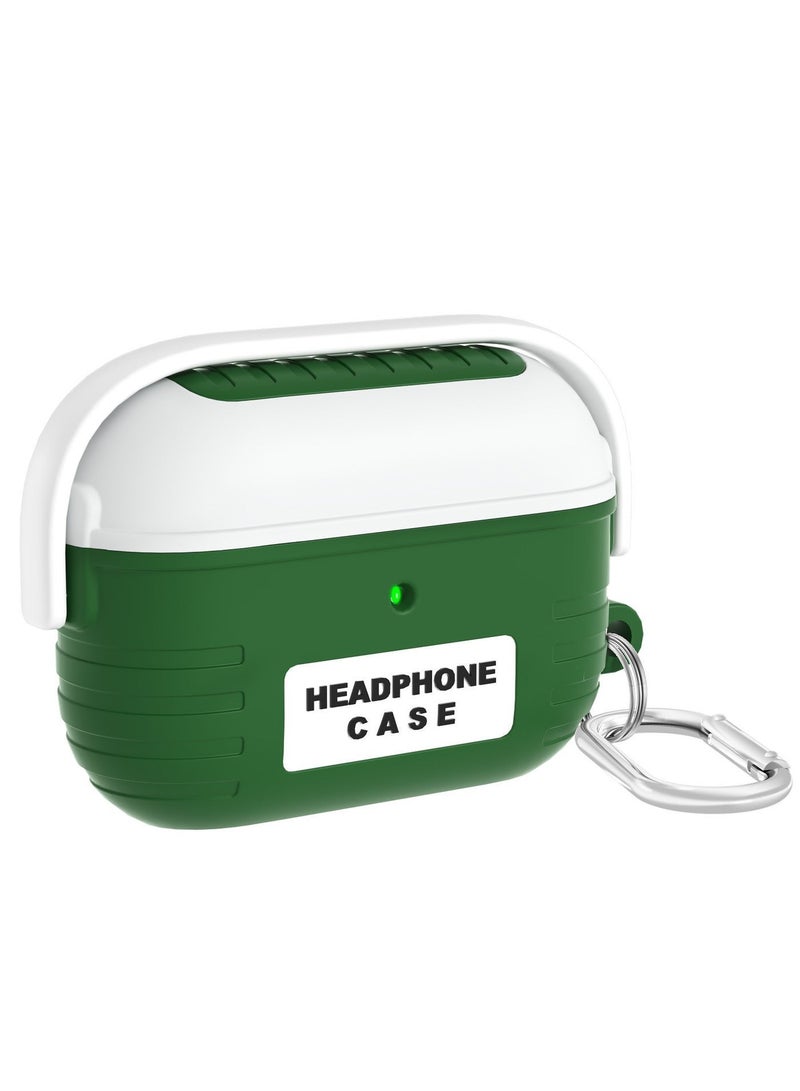 AirPods Pro 2 2nd Generation Case Cover, Creative Headset Secure Lock Design Protective Case with Keychain Compatible with Airpods Pro 2 2022 for Women and Men, Green - Image 1