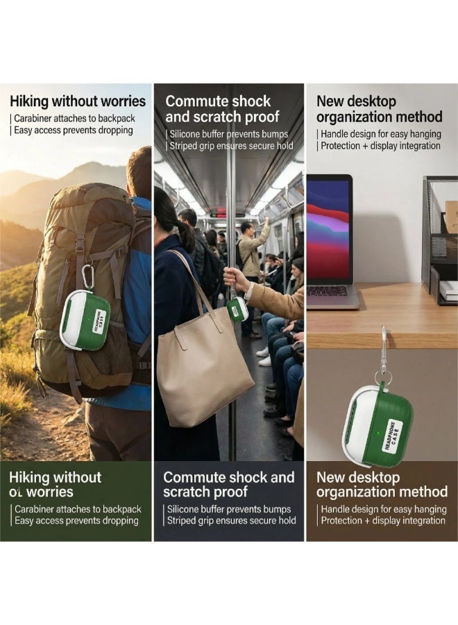 AirPods Pro 2 2nd Generation Case Cover, Creative Headset Secure Lock Design Protective Case with Keychain Compatible with Airpods Pro 2 2022 for Women and Men, Green - Image 4