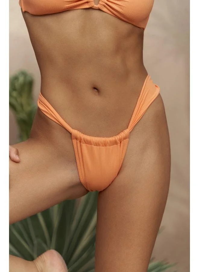 Bohemai  Lahla Pleated Detailed Thick-Striped Orange Bikini Bottom. for Women | Best Price UAE