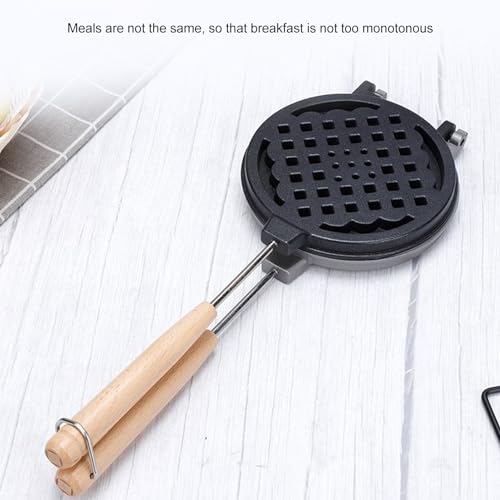 Gavigain Cast Iron Waffle Maker Stove Top,Mini Nonstick Waffle Maker Pan Efficient Dual Sided Coating for Home Use for Waffles Toaster - Image 2