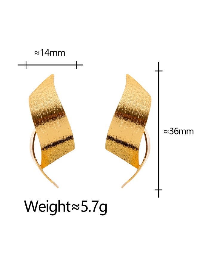 MANBO Brushed Gold Twist Earrings for Women, Luxury Minimalist Abstract Ribbon Drop Earrings, High-End Fashion Statement Ear Jewelry - Image 4