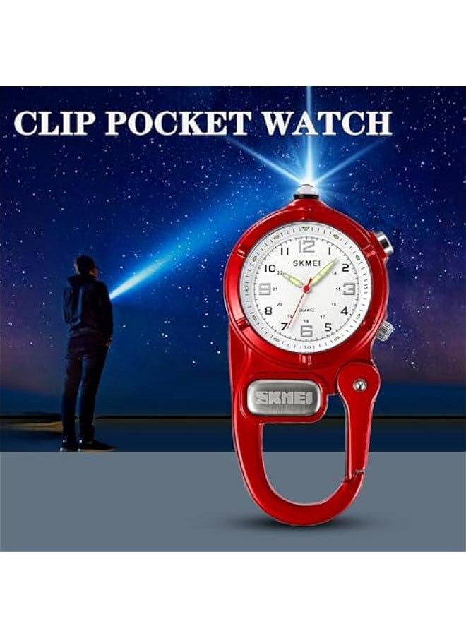 OCTOBER - Clip On Watch Pocket Carabiner Watches with Flashlight Second Hand Nursing Unisex Backpack Buckle Belt Portable Watch Use for Field Work Climbing Hiking Outdoor Activities Sports - Image 1