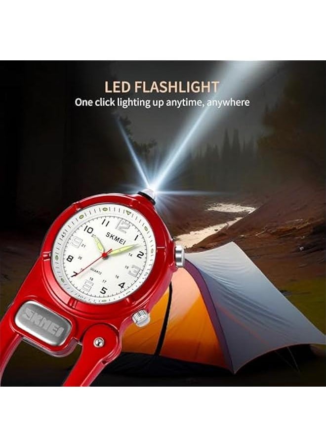 OCTOBER - Clip On Watch Pocket Carabiner Watches with Flashlight Second Hand Nursing Unisex Backpack Buckle Belt Portable Watch Use for Field Work Climbing Hiking Outdoor Activities Sports - Image 1