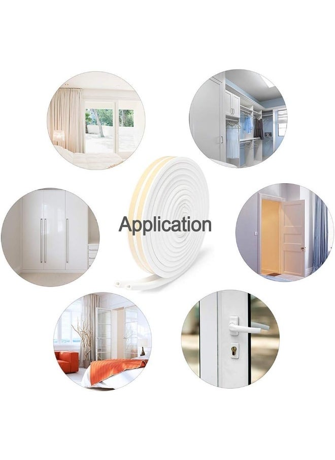 Beorol Weather Rubber Seal Weather Strip Foam Tape 6 Meter - Epdm Foam Seal, Door Window Anti-Collision Self-Adhesive Rubber High Strength Tape System, Soundproofing Draft Stopper (E Shape White)  - Image 2