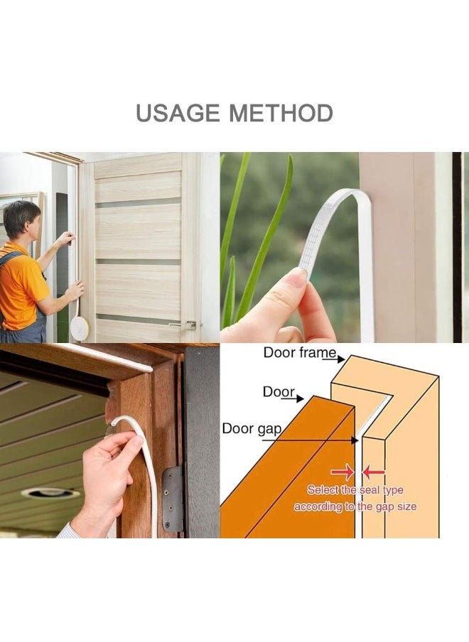 Beorol Weather Rubber Seal Weather Strip Foam Tape 6 Meter - Epdm Foam Seal, Door Window Anti-Collision Self-Adhesive Rubber High Strength Tape System, Soundproofing Draft Stopper (E Shape White)  - Image 4