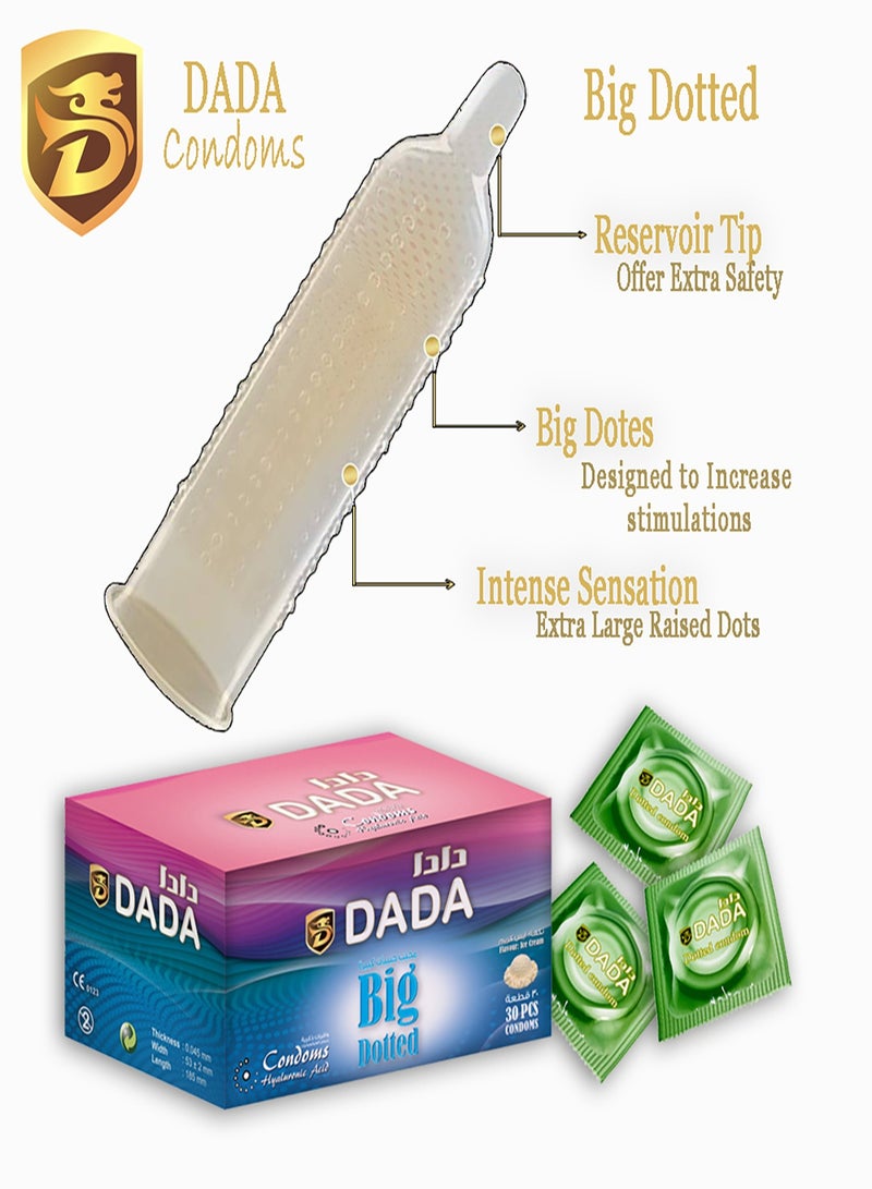 دادا عبوة عائلية من الواقي الذكري الكبير المنقطة من دادا، 30 قطعة/صندوق لتنظيم الأسرة - Image 2
