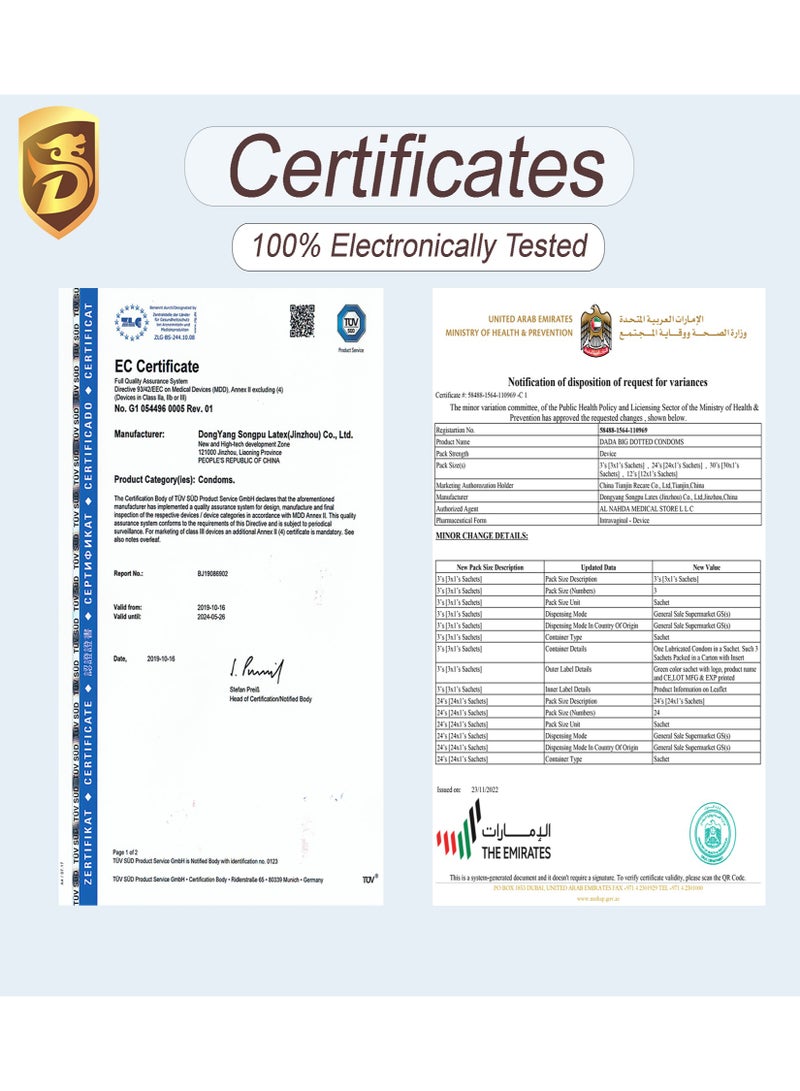 دادا عبوة عائلية من الواقي الذكري الكبير المنقطة من دادا، 30 قطعة/صندوق لتنظيم الأسرة - Image 5