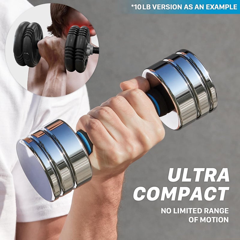 Northdeer Adjustable Dumbbell Set 10lb Pair (5lb/7lb/8lb/10lb) Set of 2 Steel Dumbbells Chrome Weights with Foam Handles Home Gym Workout (Standard-Finish 10lbÃ—2) - Image 3