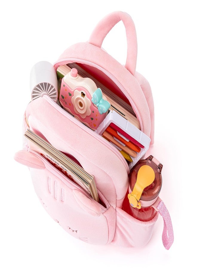 لازادا هدايا العودة إلى المدرسة من لازادا للبنات، حقيبة ظهر قطيفة للأطفال الصغار بتصميم قطة، حقيبة ظهر ناعمة للأطفال الرضع مقاس 11 بوصة. - Image 3
