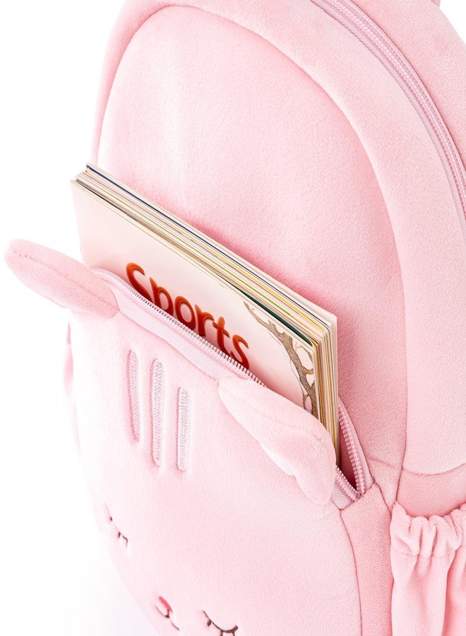 لازادا هدايا العودة إلى المدرسة من لازادا للبنات، حقيبة ظهر قطيفة للأطفال الصغار بتصميم قطة، حقيبة ظهر ناعمة للأطفال الرضع مقاس 11 بوصة. - Image 5