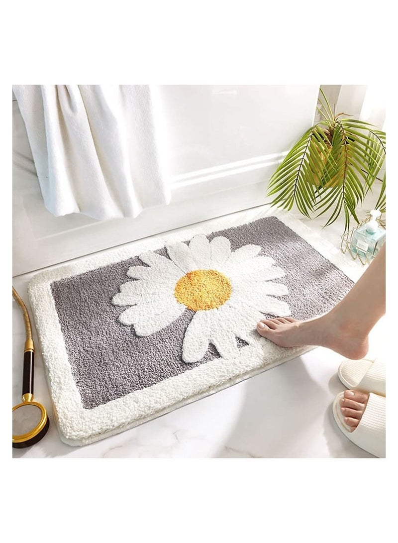 GGEROU Bathroom Rug Daisy Cute Bath Mat Soft Non Slip Absorbent Mat 50*80cm - Image 1