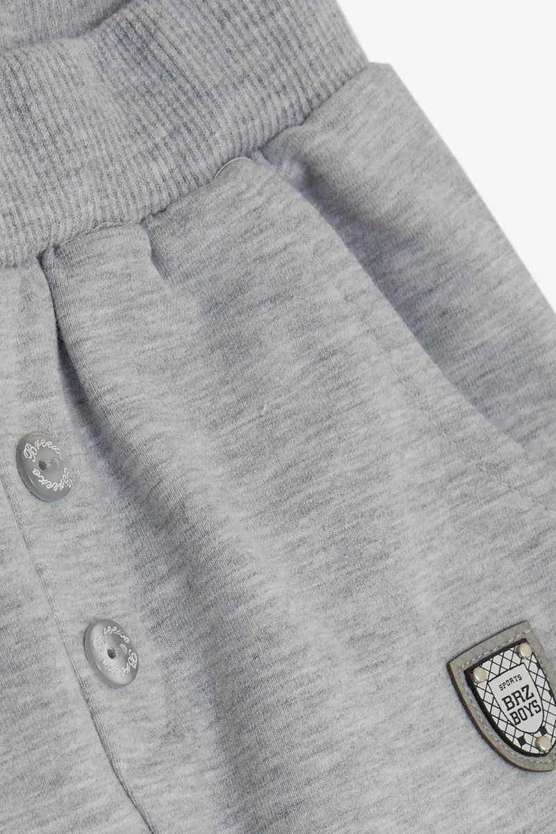 Breeze Girls & Boys Baby Boy Bottom Button Accessory Embroidered Pocket 9 Months-3 Years, Light Gray Melange